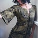 Virtual Reality - iheartfink Upcycled Recycled Hand Printed Metallic Print Womens Artistic Blouse Top