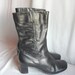 Vintage NATURALIZER Ankle Boots Leather size 9 Eur 40 UK 6 .5 Black Easy Spirit Low Chunky Heels Zipper