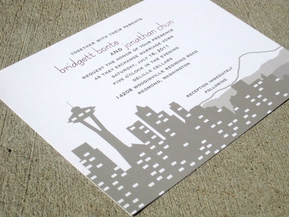 Seattle Skyline Wedding Invitations 1