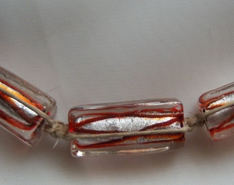Criss Cross Glass Beads on Natural Hemp