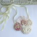Fabric Rosette Bib Necklace PEACE ROSES Statement or Wedding Piece Mini Cream and Light Pink