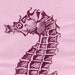 Seahorse Linocut - Handprinted Plum coloured Seahorse Lino Block Print on Japanese Paper