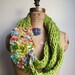 Bohemian knit loop infinity scarf. Chartreuse. Pink. Turquoise.