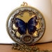 Butterfuly Locket, Blue Necklace, Purple Butterfly, Vintage Locket Necklace, Wedding Jewelry, Bridesmaid Necklace