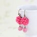 Pink Flower Earrings, Vibrant Pink Earrings, Pink Glass Bead, Bridesmaids Earrings, Spring Fashion