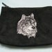 GRAY WOLF Coin Purse on Black Leather Suede