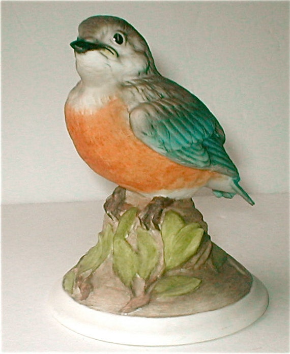 Boehm Baby Blue Bird Figurine 442 Vintage 60s Porcelain