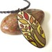 Oval Tree Pendant Necklace - Wood Burned and Hand Painted Art Jewelry - Autumn Colors - Lightweight