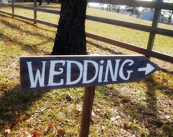 Wedding Sign. LARGE FONT. Arrow Wood Sign. Hand Painted on