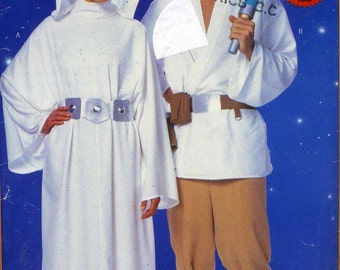 Star Wars Princess Leia Luke Skywalker costume Sewing pattern Out of print Butterick 5174 Adult mens womens