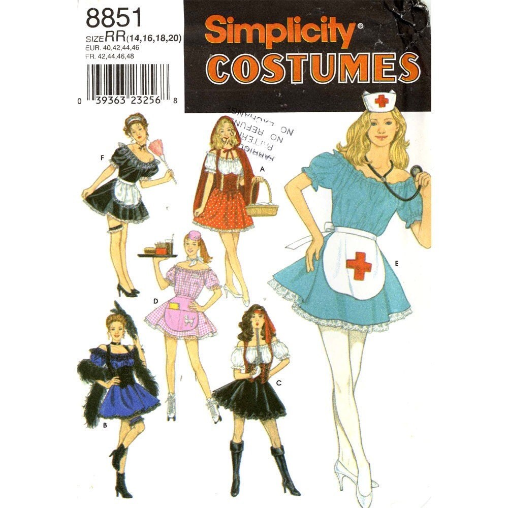 Pattern For French Maid Outfit | 90s costume pattern nurse gypsy french maid costumes by Pattern For French Maid Outfit | 90s costume pattern nurse gypsy french maid costumes by