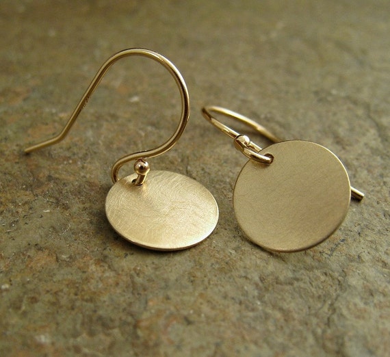 Items similar to Small Gold Earrings, Solid Gold Earrings, Solid Gold