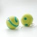 Lime and Turquoise Felted Wool Earrings, Dots and Swirls Funky Geometric Merino Wool on Sterling Silver - Funky Dots