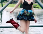 Kawaii Fashion Sundress in Blue Plaid Up-cycled Umbrellas by Janice Louise Miller
