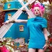 Harajuku Fashion Asymmetrical Sweater Dress Effie Trinket in Turquoise Angora by Janice Louise Miller