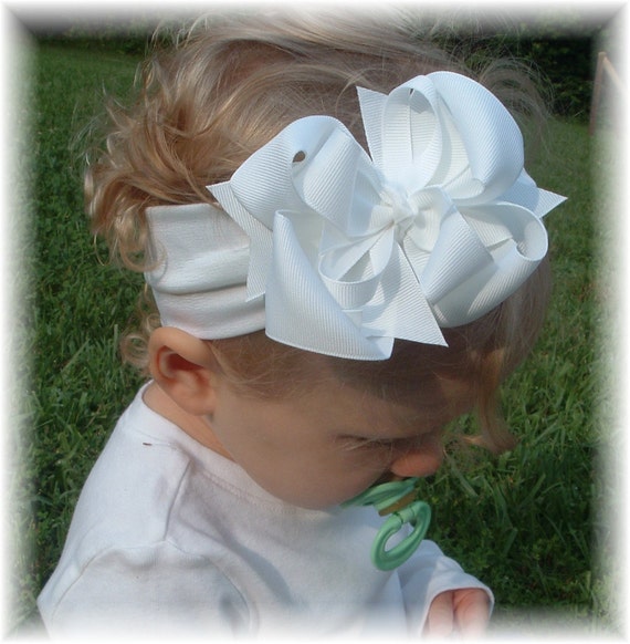 White baby headband white infant headband Unique