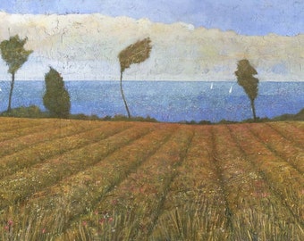 Cornish Seaside Meadow - Original Landscape Painting