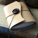 Small Handbound Leather Journal Book- Tan Curved Upcycled