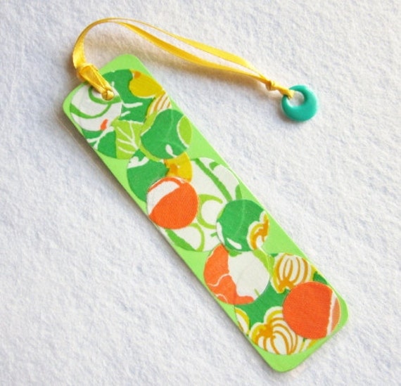 Green Laminated Fabric Bookmark
