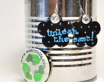 Recycled Jewelry Monster Drink Flower Earrings From Upcycled Aluminum
