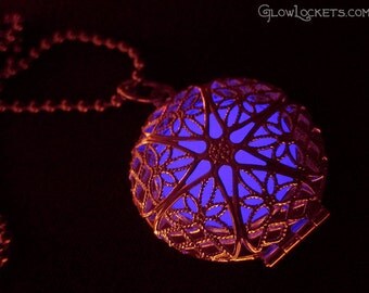 Violet Mystic Glow Locket Silver Plated Filigree