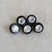 Vintage Plastic Black & Rhinestone Buttons. 5 Pieces