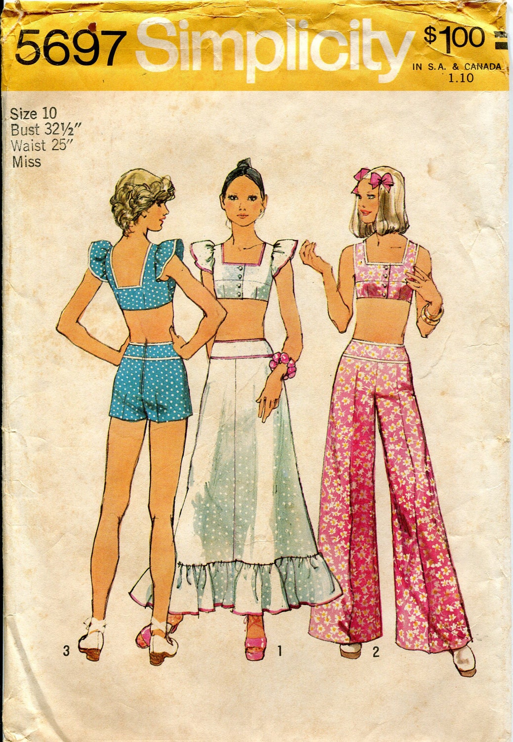 Four 1970s Vintage Sewing Patterns Simplicity 5697 5063