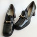 Black Loafer Heels - Shiny Vintage Golden Buckle Naturalizer Secretary Heels - size 7 AAA - Office Fashion