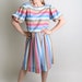 Vintage Striped Dress 1980s Colorful Stripe Pastel Dress - Medium to Large Spring Summer Fashion