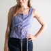 Vintage Country Blouse - Light Lavender Floral Trim Casual Top - Large Bellflower Spring Fashion Prairie