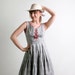 Vintage 1950s Cotton Dress - Countryside Prairie Corset Summer Flower in White and Black - Medium