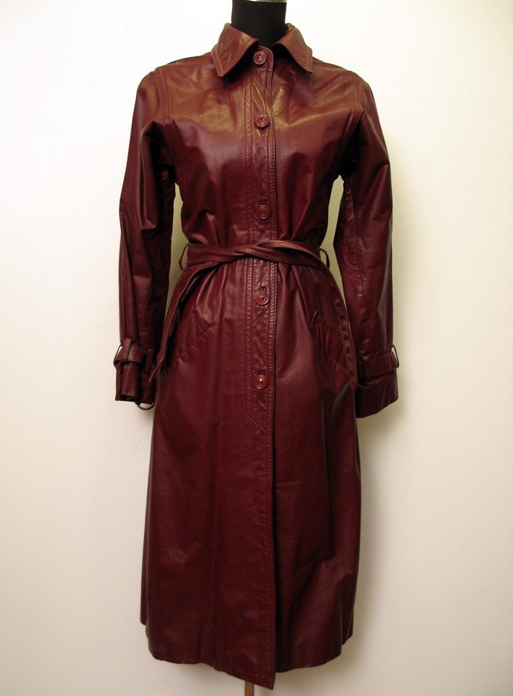 Vintage 1970's Burgundy Leather Coat by Beged Or