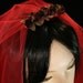 Gothic red wedding veil bridal Burnt Roses lydia goth vampire halloween witch costume -- Sisters of the Moon