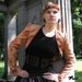 MASQ baroque inspired sand yellow and red victorian bolero jacket. Era inspired womens jacket. Fall fashion. Evening or day wear.Size M