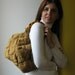 Handbag Knitted in Ochre with Faux Tortoise Shell Handles