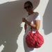 Medium Tote Bag Knit in Brink Pink Cotton with Rattan Handles