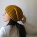 Yellow Beanie Hat Hand Knitted