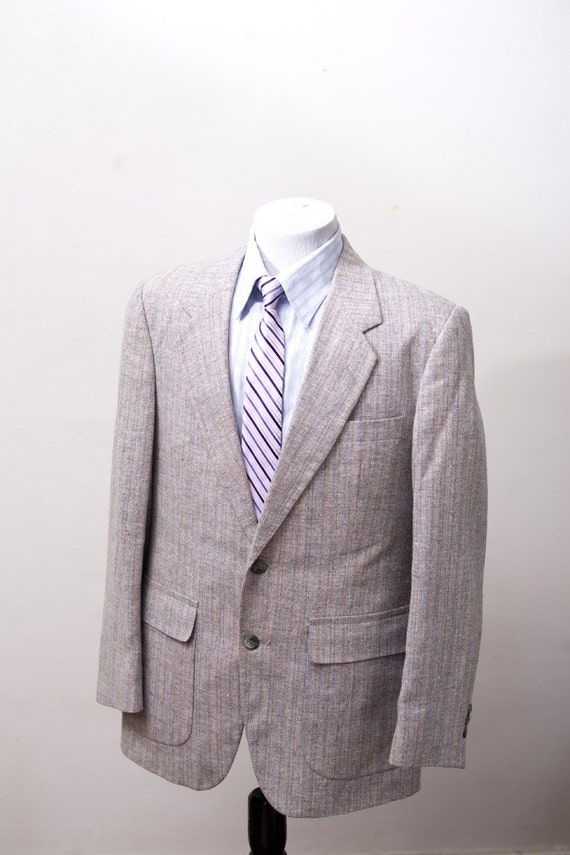 Men's Blazer / Vintage Pastel Striped Jacket / Size 40