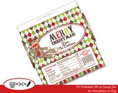 Christmas Sock Monkey personalized Candy Bar Wrapper Printable Custom DIY - PDF file Il_170x135