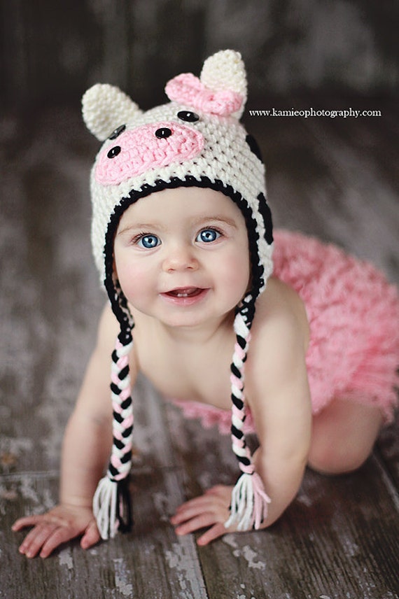 Instant Download Lil Cow Crochet Hat PDF Pattern