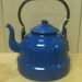 Polish Enamelware Coffee Pot Tea pot 1940's vintage Blue Java Pot made in Poland retro 40 from Zanesville, Ohio 57e