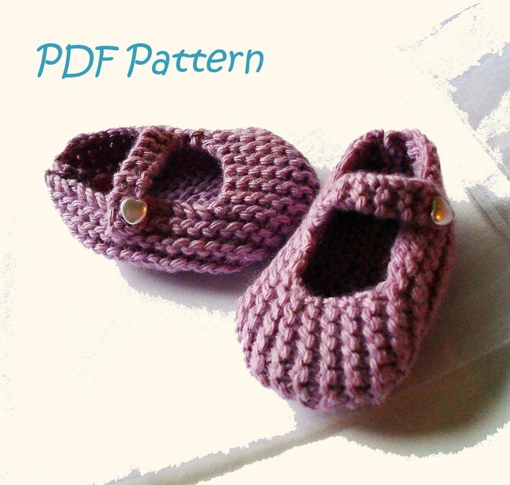Knitting Pattern for Mary Jane Baby Shoes 36 months PDF