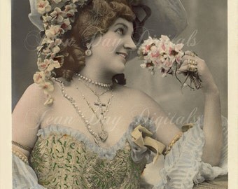 Rings on her Fingers - La Belle Epoque Glamour - Antique French Postcard - Carte Postale - Printable Instant Digital Download FrA051