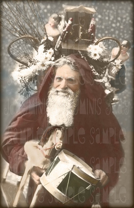 Santa with Toys Le Pere Noel French Postcard 1908 Photo