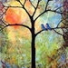 Sunshine Art Print Tree, Bluebirds, Love Birds, Bright, Cheerful, Romantic 8X10 or 11X14