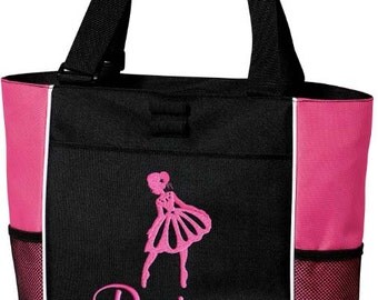 Girls Personalized Ballet Tote Bag Monogrammed Dance Bag Bookbag