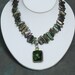 Iridescent Peacock Pearl Necklace - Sterling Pendant GREEN QUARTZ - Stick Pearls - Handmade
