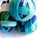 Red Heart Sashay yarn, TWIST, Flamenco yarn, ruffling scarf yarn, super bulky weight, beach blue green