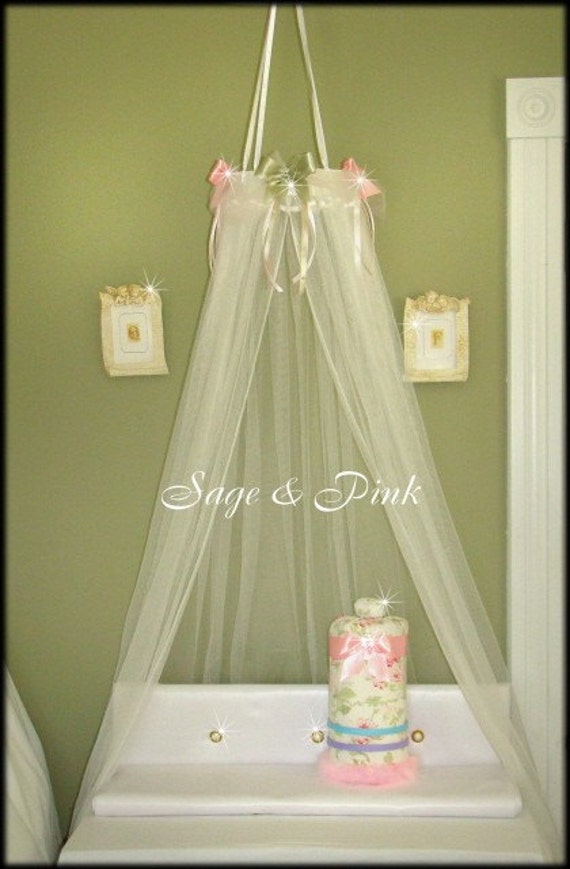 Canopy Ring Crown WHITE SHEERS INCLUDED Dress Up Bed TeNt