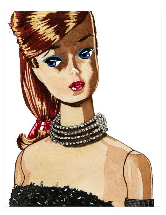 barbie watercolor